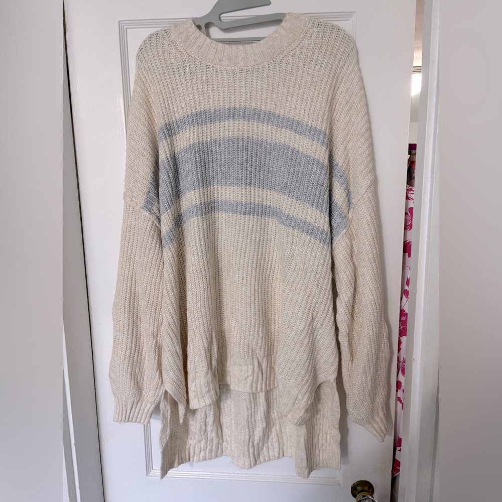 AMERICAN EAGLE | OVERSIZED SWEATER | XL | Cozy Cream & Blue Women's Sweater